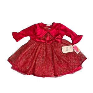 New Youngland Baby Red Glitter Dress & Jacket Set (6-9 Months) - NWT